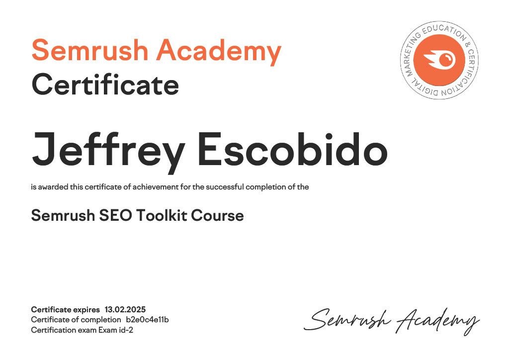 Semrush SEO Toolkit Certified
